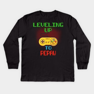 Promoted To Pepaw T-Shirt Unlocked Gamer Leveling Up Kids Long Sleeve T-Shirt